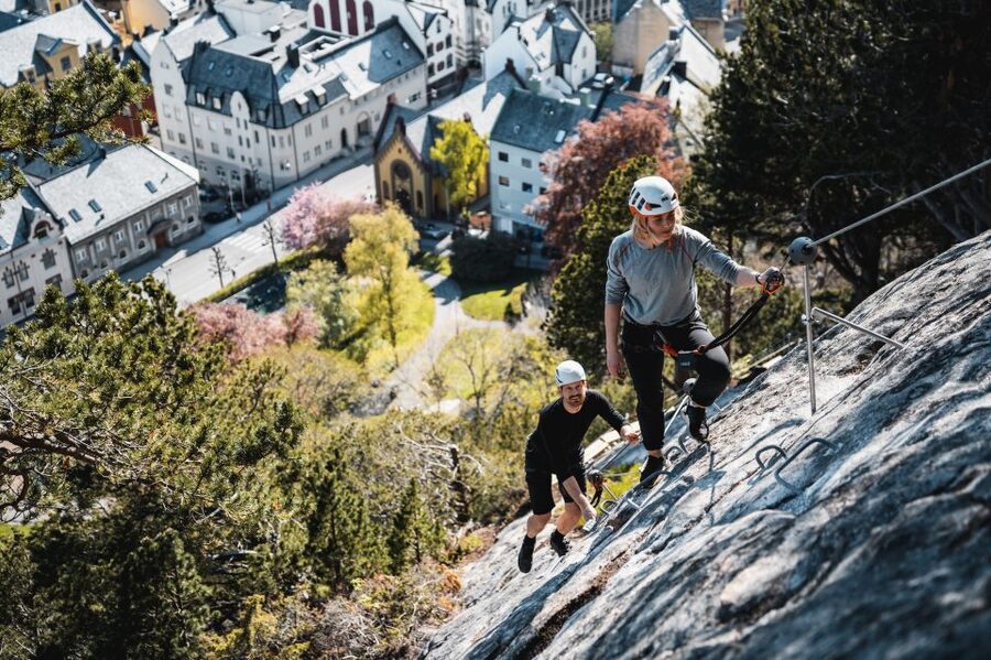 Ålesund: Via Ferrata tour - The climb: solid rock, south-facing views, and a steep first half