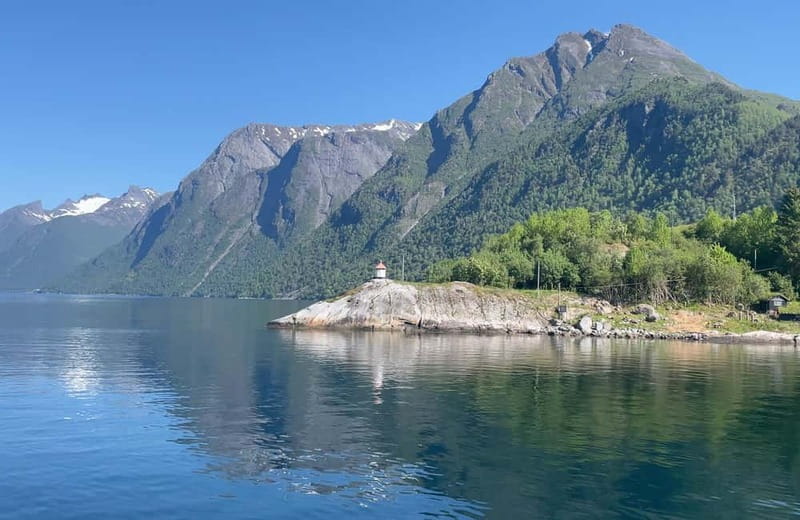 All About the Fjords, in one tour by bus & boat from Ålesund - Storfjord ferry at Sykkylven: your wide-open-water reset