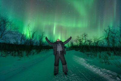 Aurora Hunt with the campfire and professional photographer