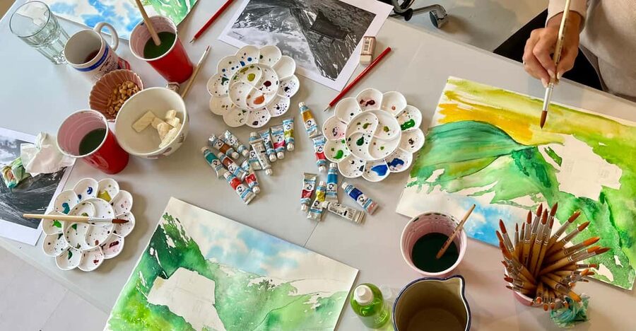 Bergen: paint Norwegian landscape with watercolor - A 2.5-hour fjord-scenery watercolor class in the heart of Bergen