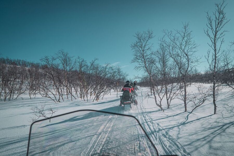 From Alta: Daytime Snowmobile Adventure - The route: old postal road, forests, then open arctic plains near Beskades