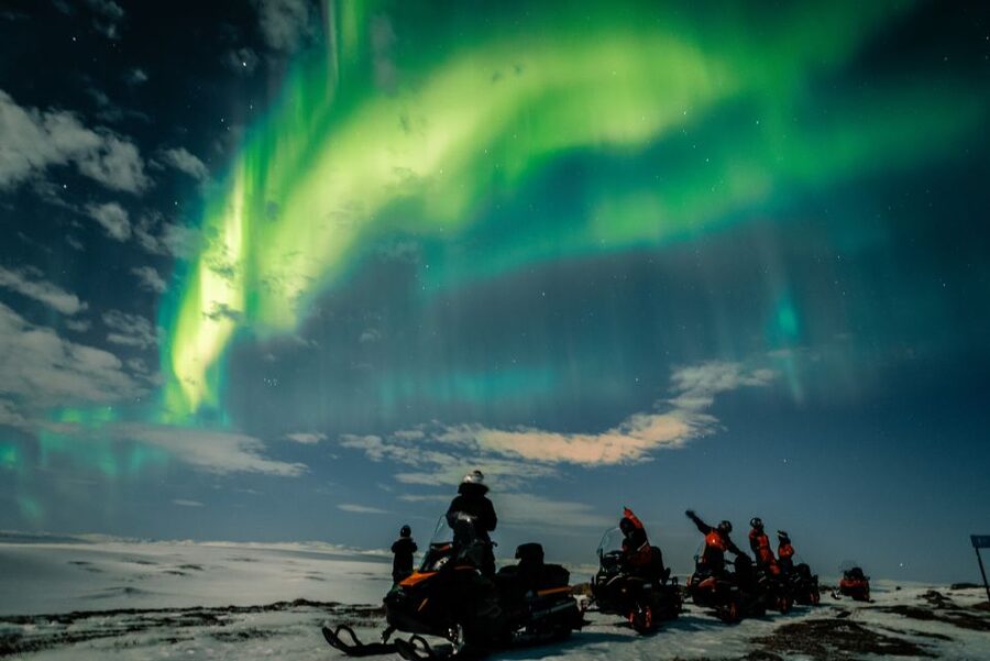 From Alta: Northern Lights Night Adventure By Snowmobile - From Æventyr Adventure Store to the old postal road