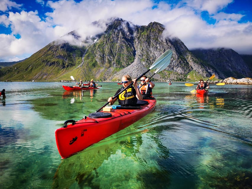 Lofoten: Full Day Combo tour, (kayaking and rappelling) - Paddling Back: Same Starting Point, Different Water Feel