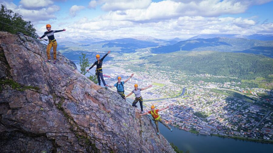 Mountain-climbing adventure in Mosjøen Via Ferrata - Reaching the Øyfjellet summit: the views you climb for