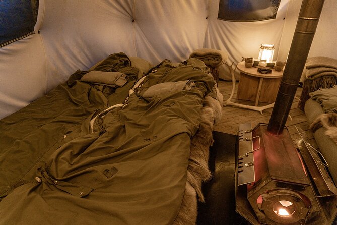 Overnight Stay with Reindeer Sledding & Feeding - Sleeping in a lavvu: cozy warmth with real winter tradeoffs