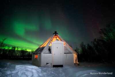 Aurora Crystal Lavvo Experience with Snowshoeing